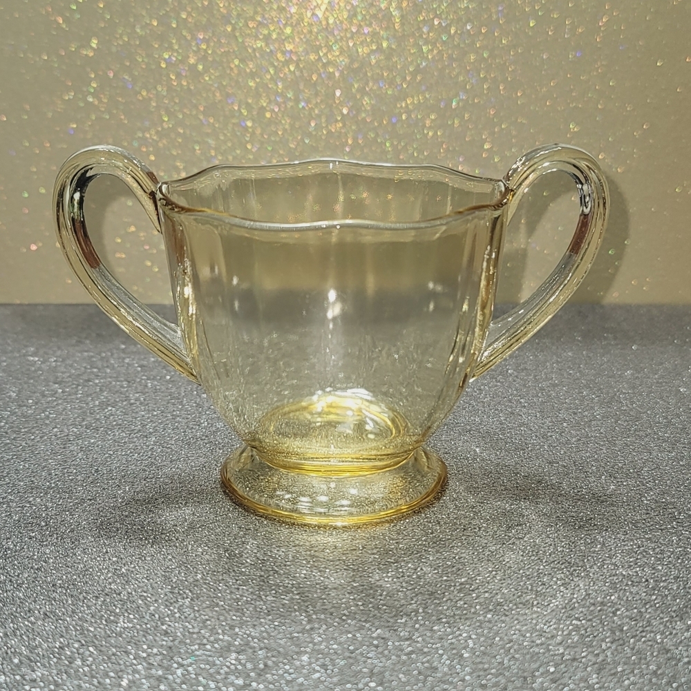 Vintage Fostoria Fairfax Yellow Depression Glass Sugar Bowl